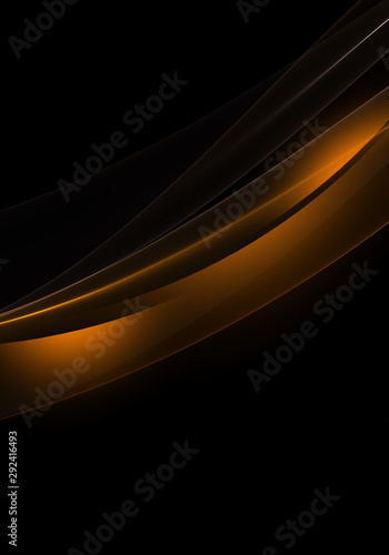 Abstract background waves. Black, yellow and orange abstract background