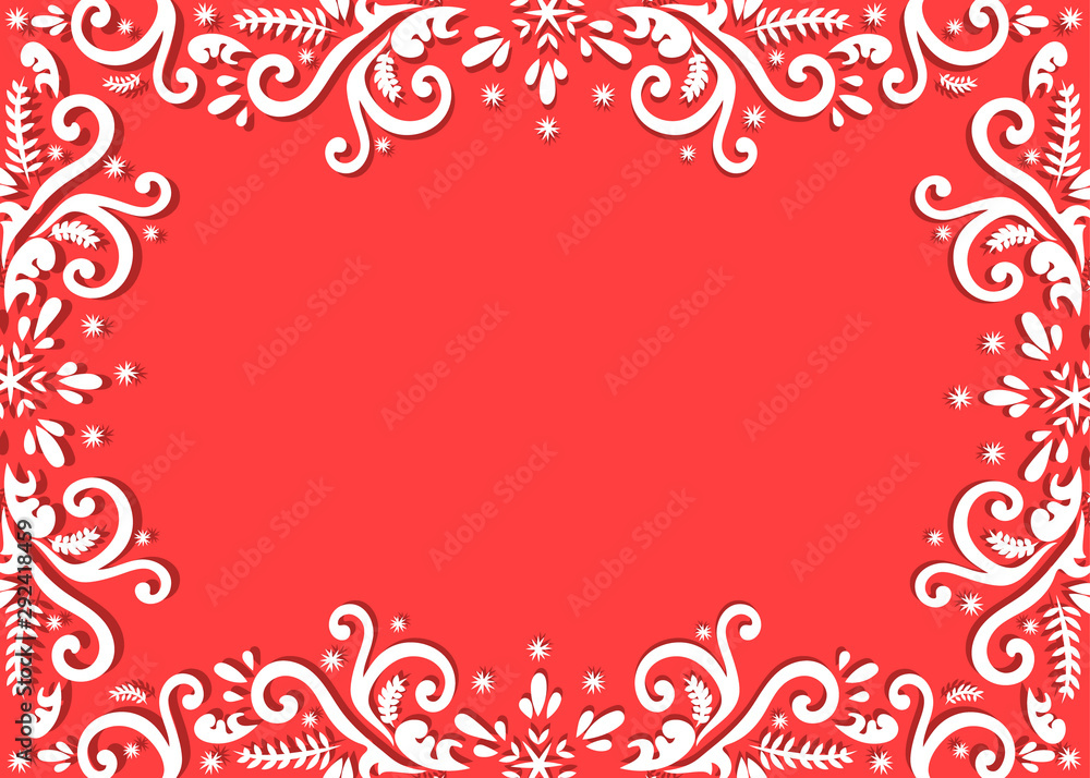Christmas winter pattern drawn on red background. Use for postcards, greetings, book design, advertising. Vector isolated. Beautiful winter frame. Christmas winter pattern drawn on red background. Use for postcards, greetings, book design, advertising. Vector isolated. Beautiful winter frame.