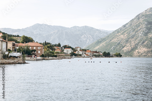 Boko Kotor Bay. Beautiful sea and mountain views of the natural landscape and coastal city in Montenegro. © franz12