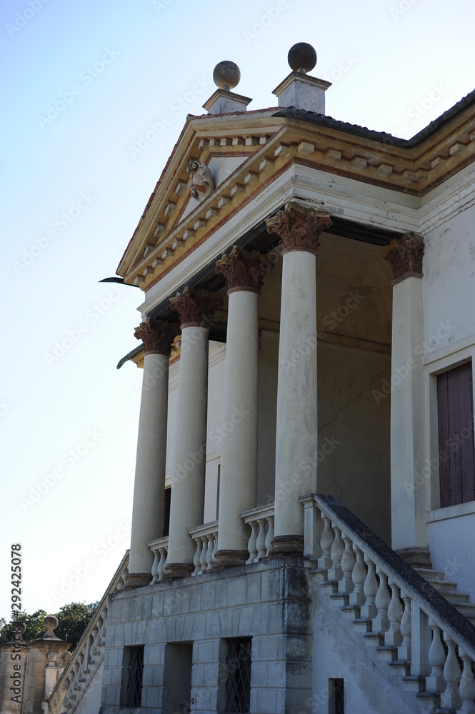 facade of an ancient villa house in Italy