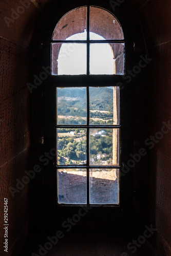 Windows of an old castle made of sandstone photo