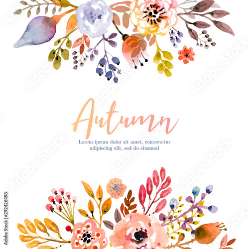 Autumn gloral background in watercolor style
