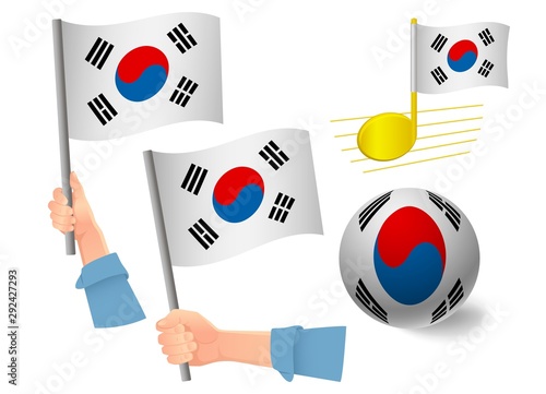 south korea flag icon set