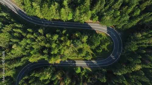 Top Down Shot Of The Rural Road Surrounded By Forest