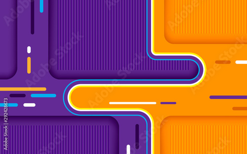 Abstract retro rounded shape decorative background. Purple and orange color geometric shape.