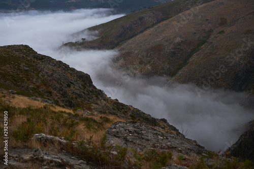 Mist on the mountains, Portugal. Top view
