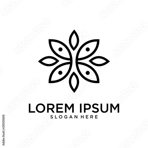 Abstract elegant tree leaf flower logo icon vector design 