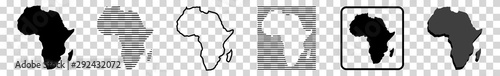 Africa Map | African Border | Continent | Isolated Transparent | Variations