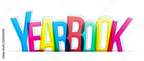 Yearbook colorful sign on a white background. Vector letters illustration. photo