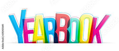 Yearbook colorful sign on a white background. Vector letters illustration.