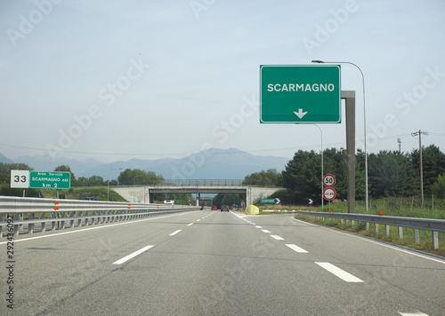 motorway aka highway perspective in Scarmagno, Italy