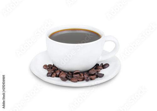 Coffee and coffee beans on a white background