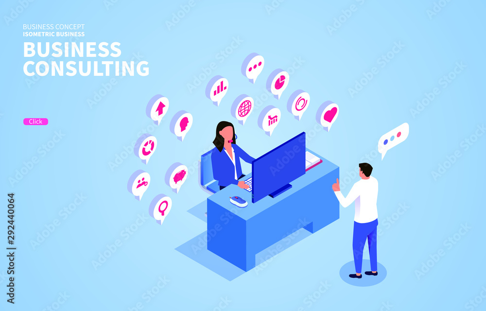 Isometric business consulting and communication Isometric business consulting and communication