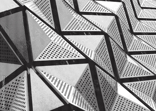 monochrome engraved effect geometric angular architectural modern abstract photo