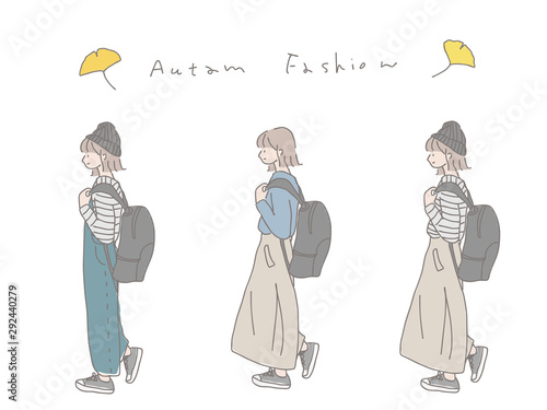 通学するオシャレな女の子　オータムセット