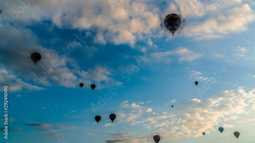 Timelapse of the hot air balloons flying in the sky, Cappadocia, Turkey photo