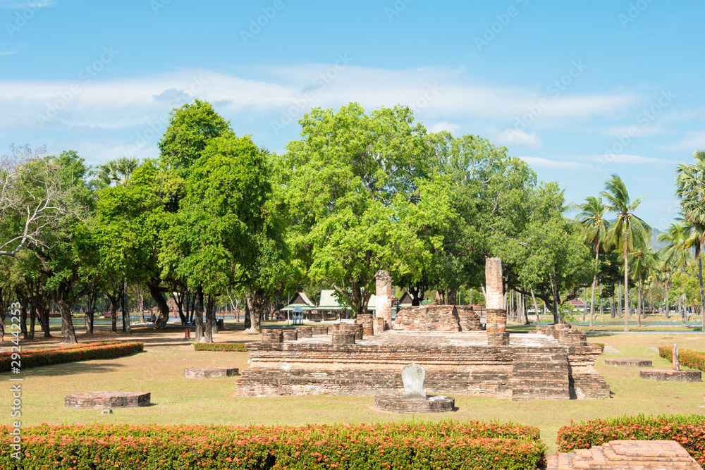 Sukhothai, Thailand - Apr 08 2018: Wat Chana Songkhram in Sukhothai Historical Park, Sukhothai, Thailand. It is part of the World Heritage Site -Historic Town of Sukhothai and Associated Historic Town