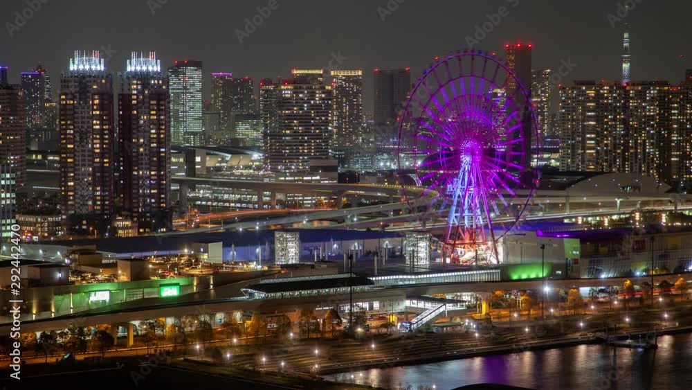 Night Aerial Cityscape Traffic Tokyo Illumination Night Aerial Cityscape Traffic Tokyo Illumination