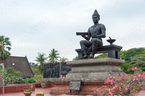 Sukhothai, Thailand - Apr 07 2018: King Ramkhamhaeng Monument in Sukhothai Historical Park, Sukhothai, Thailand.