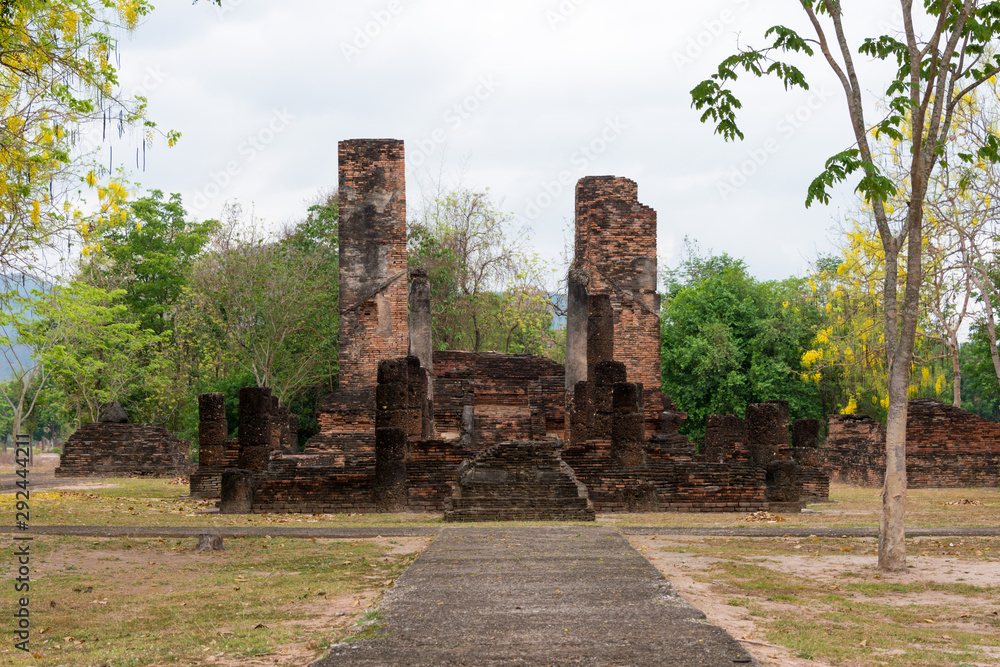Sukhothai, Thailand - Apr 07 2018: Sukhothai Historical Park in Sukhothai, Thailand. It is part of the World Heritage Site - Historic Town of Sukhothai and Associated Historic Towns.