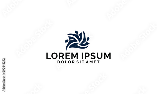 Recruitment or wealth company logo template icon isolated vector with hand and human employee in flat design monogram illustration