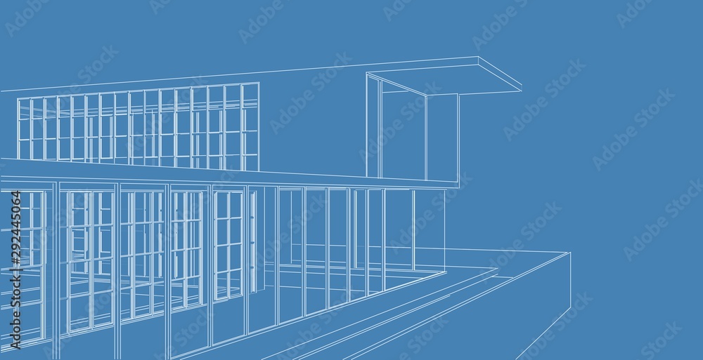 Modern architecture wireframe. Concept of urban wireframe. Wireframe building 3D illustration of architecture