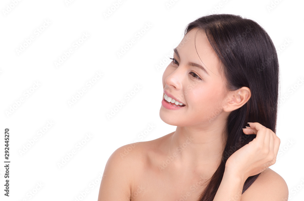 Asian young beautiful woman Beauty portrait , natural make-up, beauty face, isolated over white background. Asian young beautiful woman Beauty portrait , natural make-up, beauty face, isolated over white background.