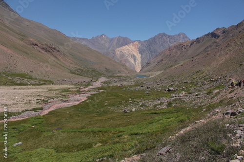 Valley with colorful mountains in natural monument El Morado park..