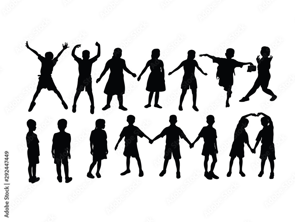 Silhouette of Children's Activities playing and Learning, art vector design
