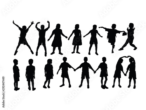 Silhouette of Children's Activities playing and Learning, art vector design