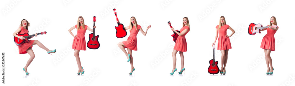 Female guitar player isolated on white Female guitar player isolated on white