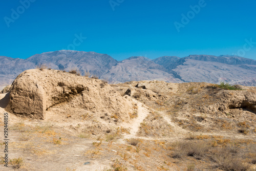 Panjakent, Tajikistan - Aug 27 2018- Remains of Ancient Panjakent. a famous Historic site in Panjakent, Tajikistan.