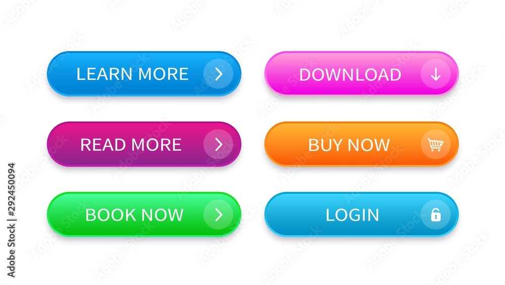 Set of modern buttons for website, apps, software, games and ui. Vector trendy web concept elements. Set of modern buttons for website, apps, software, games and ui. Vector trendy web concept elements.