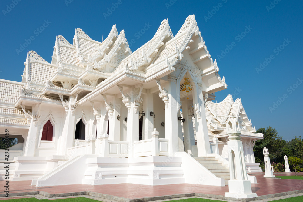 Lumbini, Nepal - Dec 10 2017: The Royal Thai Monastery in Lumbini, Nepal. Lumbini, the Birthplace of the Lord Buddha and The Eight Great Places.