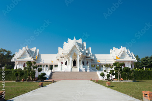 Lumbini, Nepal - Dec 10 2017: The Royal Thai Monastery in Lumbini, Nepal. Lumbini, the Birthplace of the Lord Buddha and The Eight Great Places.