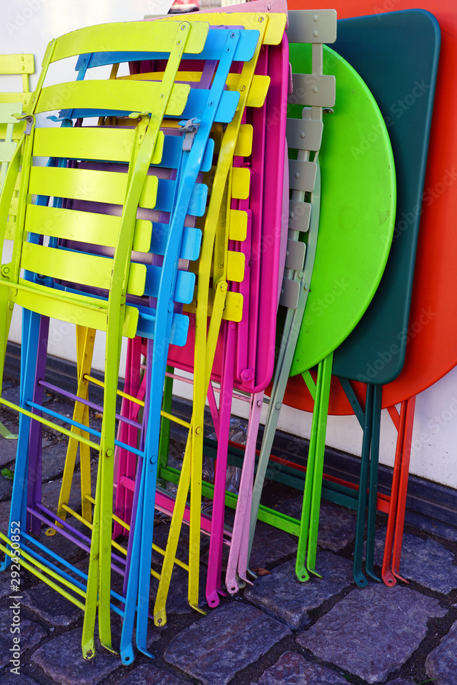 Colorful folding metal outdoor chairs