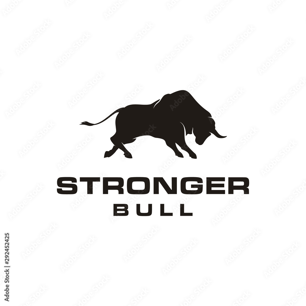 Powerful Bull Bison Buffalo Silhouette Logo design Powerful Bull Bison Buffalo Silhouette Logo design