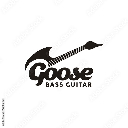 Bass Guitar with Goose Shape Logo design
