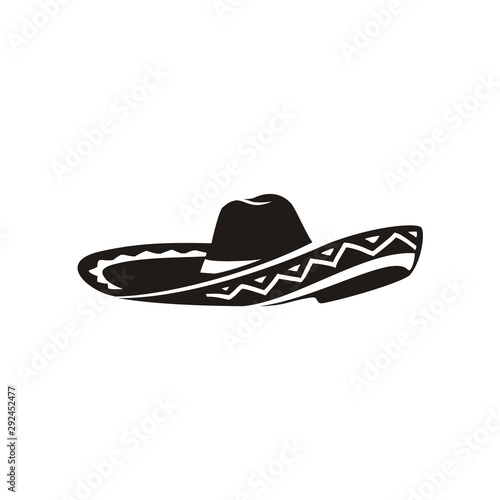 Simple Black Mexican Hat Sombrero silhouette logo vector photo