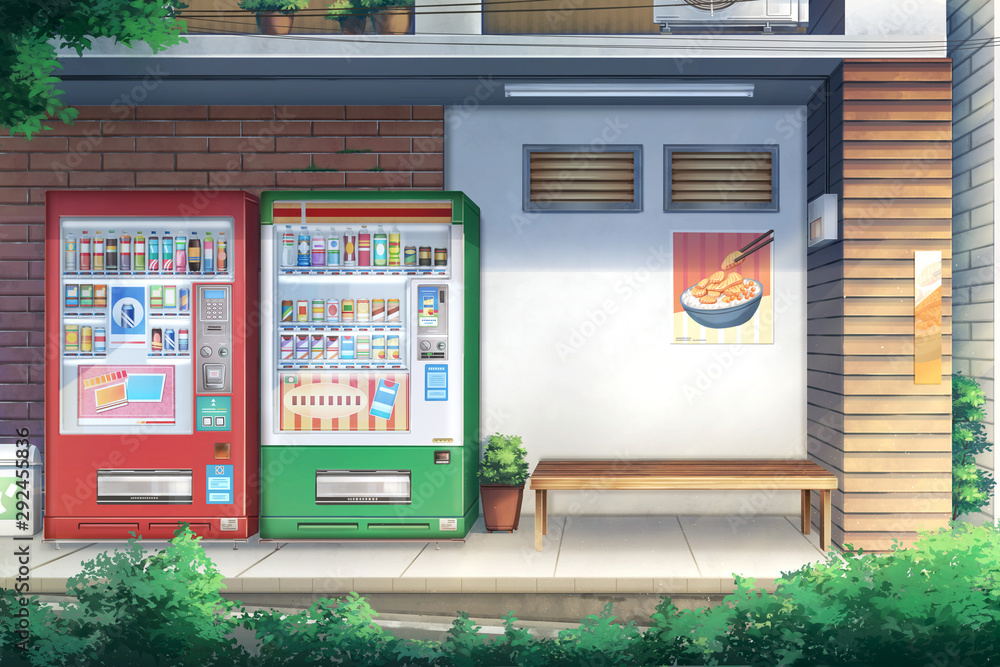 Obraz premium Peaceful alley and vending water - Day , Digital painting.