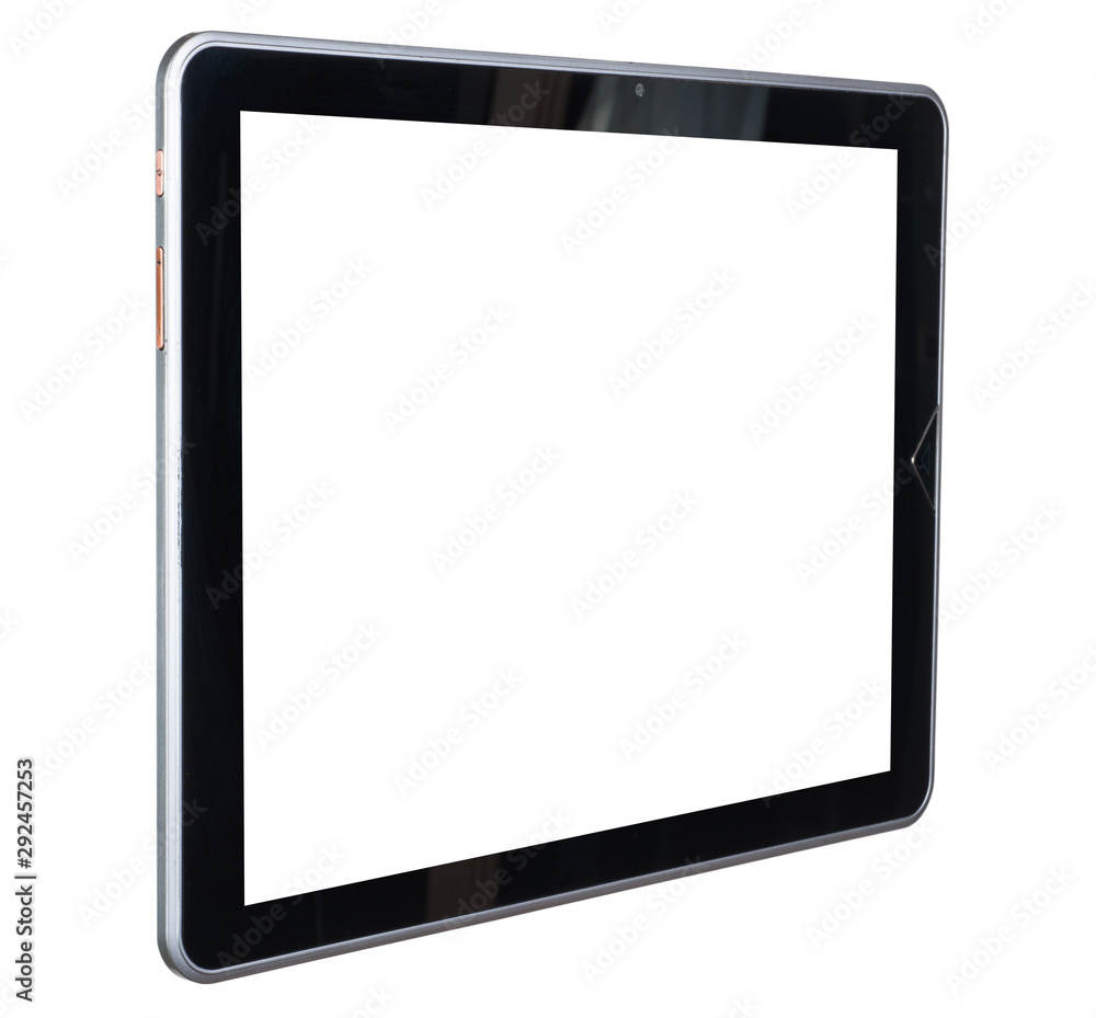 Black tablet white background without screen Black tablet white background without screen