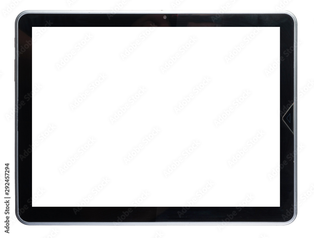 Black tablet white background without screen Black tablet white background without screen