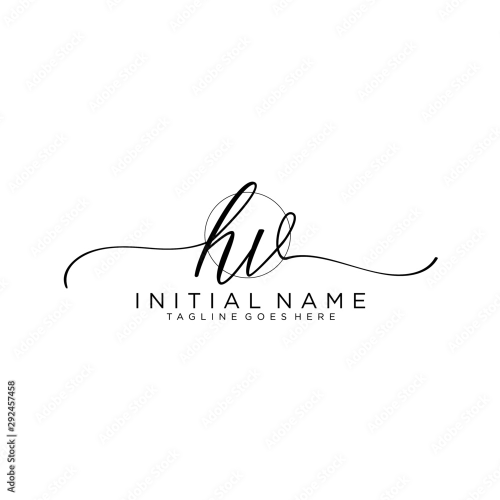Obraz premium HV Initial handwriting logo with circle hand drawn template vector