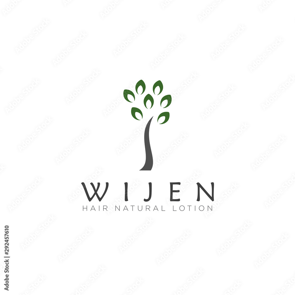 logo wijen, design for hair lotion with tree vector