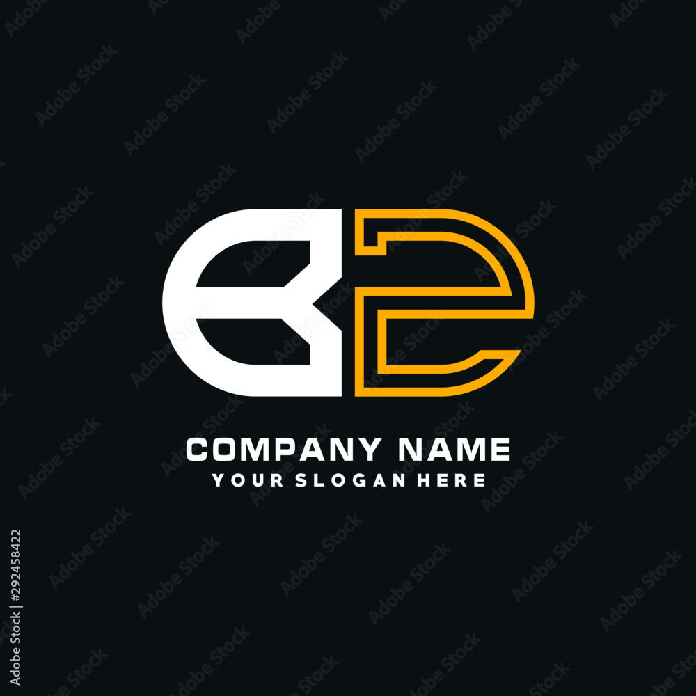 BZ initial logo oval shaped letter. Monogram Logo Design Vector, color logo white blue, white yellow,black background. BZ initial logo oval shaped letter. Monogram Logo Design Vector, color logo white blue, white yellow,black background.