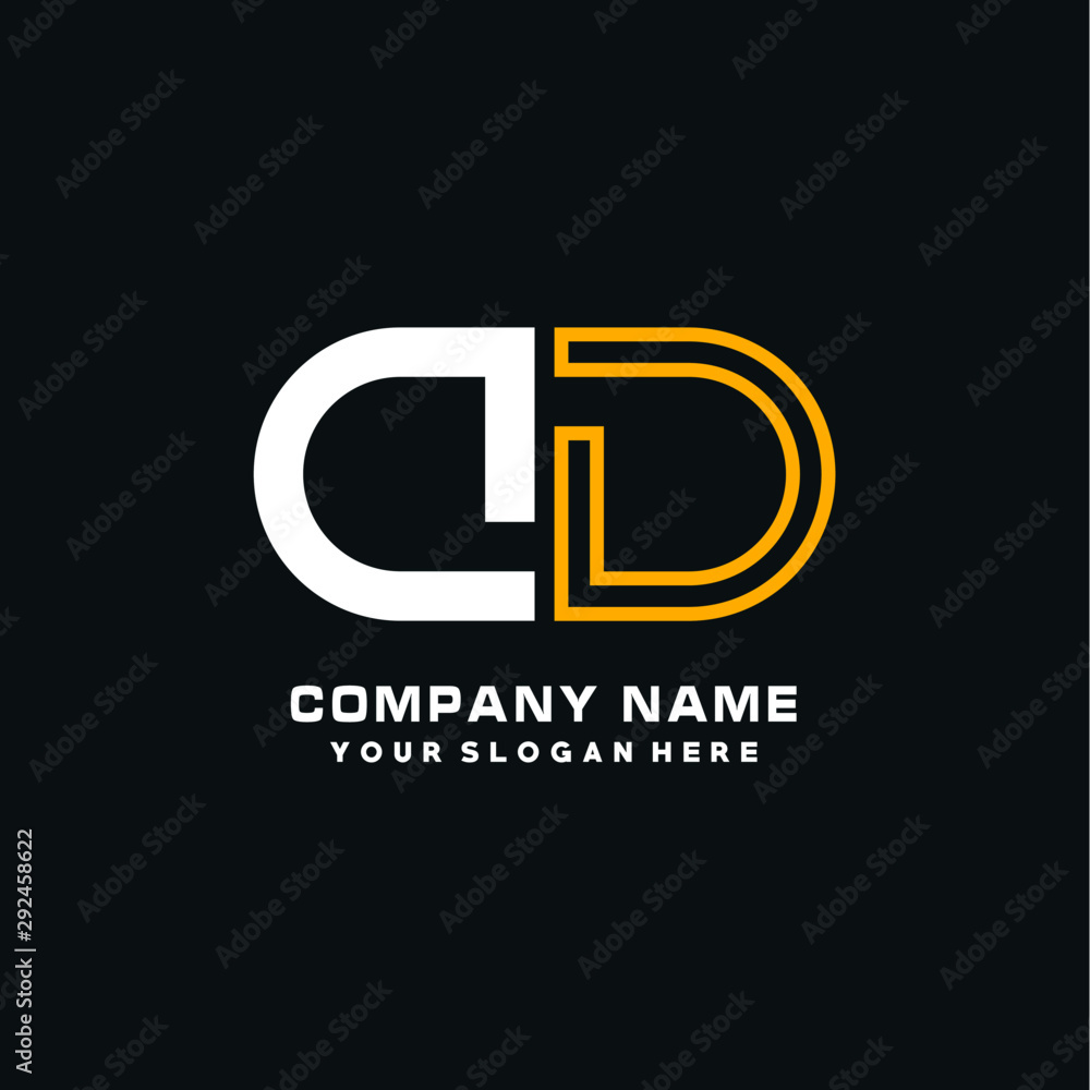 DD initial logo oval shaped letter. Monogram Logo Design Vector, color logo white blue, white yellow,black background. DD initial logo oval shaped letter. Monogram Logo Design Vector, color logo white blue, white yellow,black background.