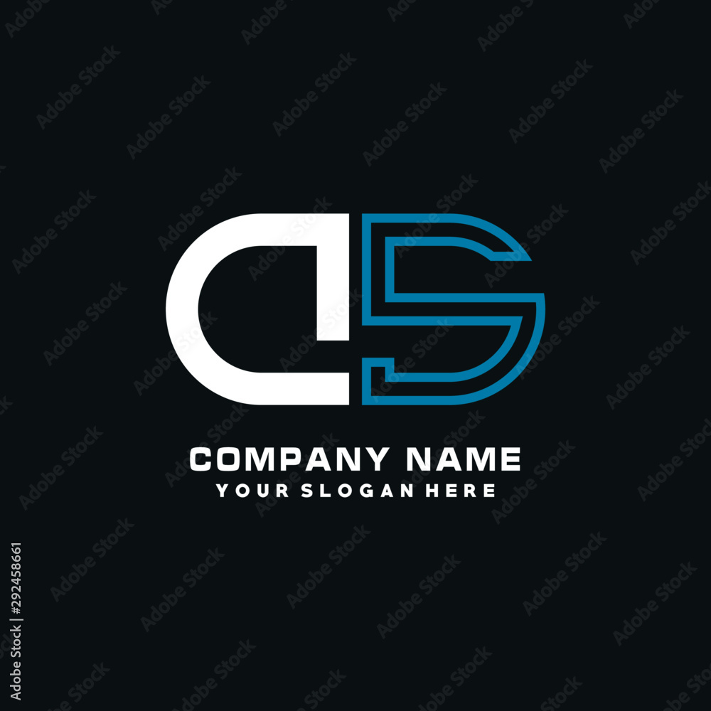 DS initial logo oval shaped letter. Monogram Logo Design Vector, color logo white blue, white yellow,black background. DS initial logo oval shaped letter. Monogram Logo Design Vector, color logo white blue, white yellow,black background.