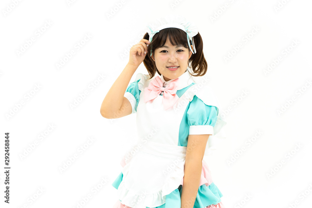 メイドのコスプレをする女性 メイドのコスプレをする女性