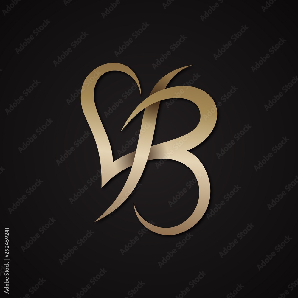 Creative luxury letter B shaped love design vector symbol Stock Vector ...