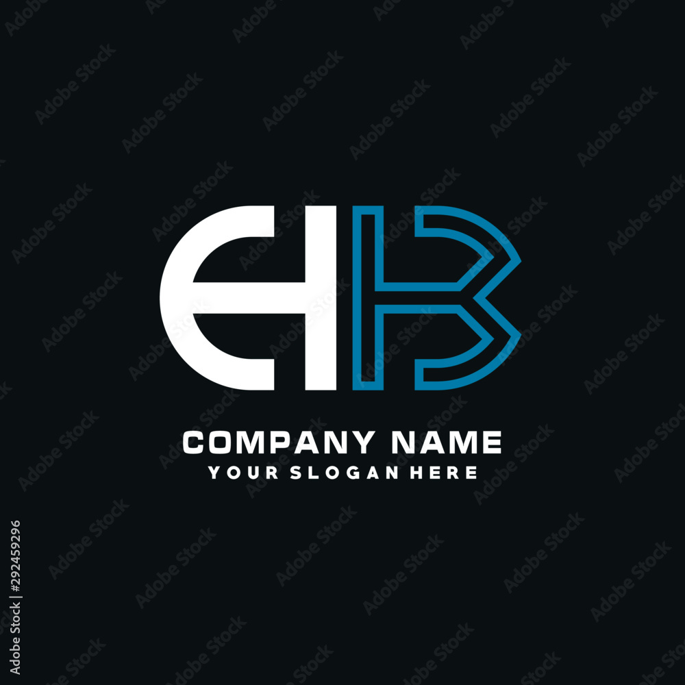 HB initial logo oval shaped letter. Monogram Logo Design Vector, color logo white blue, white yellow,black background. HB initial logo oval shaped letter. Monogram Logo Design Vector, color logo white blue, white yellow,black background.